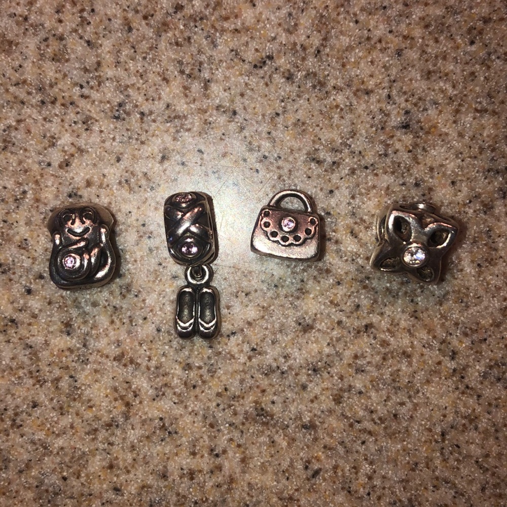 PANDORA sterling silver/stone charms